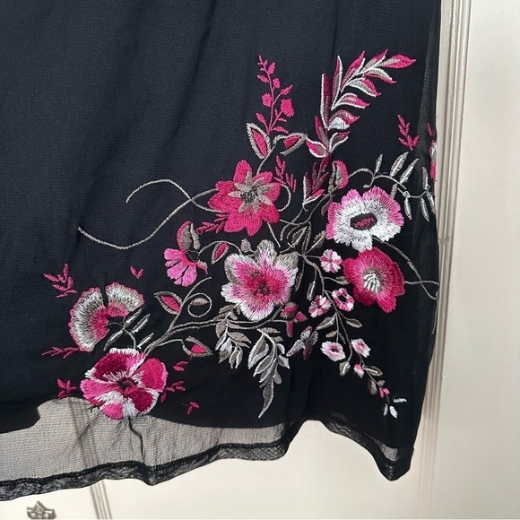 INC International Concepts Whimsigoth Top Black Sheer Fairy Dark Floral Size 1X - Picture 4 of 9